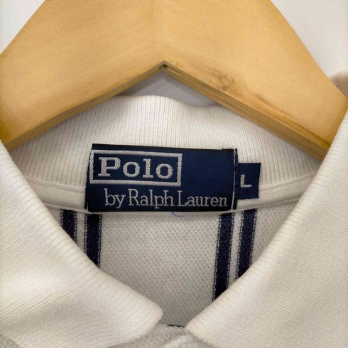 ポロバイラルフローレン Polo by RALPH LAUREN 刺繍ロゴ ストライプ 長袖ポロシャツ メンズ import:L