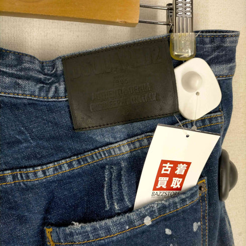 ディースクエアード DSQUARED2 23AW SLIM JEAN ペイント加工 インディゴ スリムデニムパンツ メンズ 50