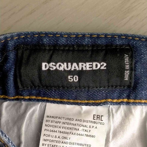 ディースクエアード DSQUARED2 23AW SLIM JEAN ペイント加工 インディゴ スリムデニムパンツ メンズ 50