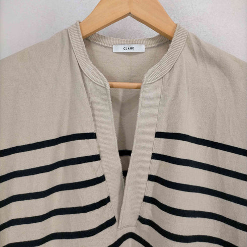 クラネ CLANE WIDE HENLEY NECK N/S BORDER TOPS レディース JPN:1