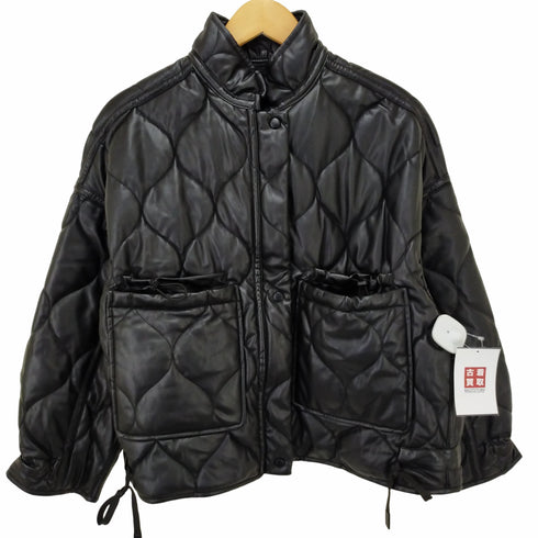ザラ ZARA キルティング フェイクレザーパフジャケット レディース import:M