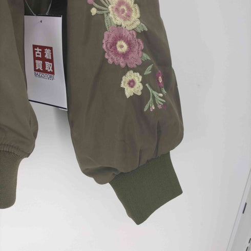 フルギ mixthr 袖 花 刺繍 ジップアップ ブルゾン レディース JPN:L