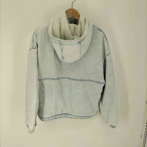 ベルシュカ BERSHKA Washed Denim Hood Anorak ウォッシュド デニム 裏ボア アノラック ジャケット レディース import:L