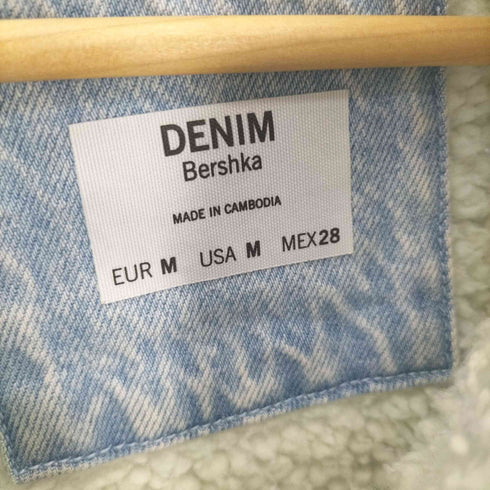 ベルシュカ BERSHKA Washed Denim Hood Anorak ウォッシュド デニム 裏ボア アノラック ジャケット レディース import:L