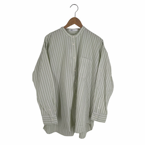 クラフトスタンダードブティック CRAFT STANDARD BOUTIQUE ノーカラー ストライプ柄 ボタンダウンシャツ バンドカラーシャツ レディース JPN:L
