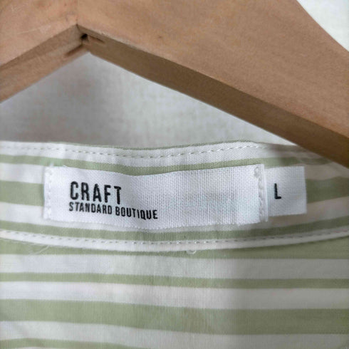 クラフトスタンダードブティック CRAFT STANDARD BOUTIQUE ノーカラー ストライプ柄 ボタンダウンシャツ バンドカラーシャツ レディース JPN:L