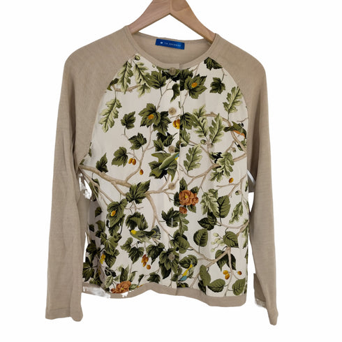 フルギ LA JOCONDE レーヨン混 リーフ柄 ニットカーディガン レディース