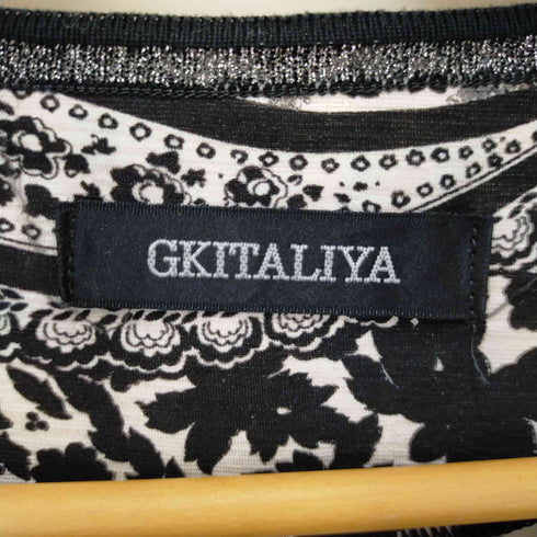 GKITALIYA 総柄ノーカラーフルジップブラウス レディース