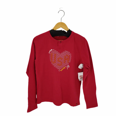 リーバイスレッド Levis RED ハートプリントヘンリーネック長袖TEE レディース import:L