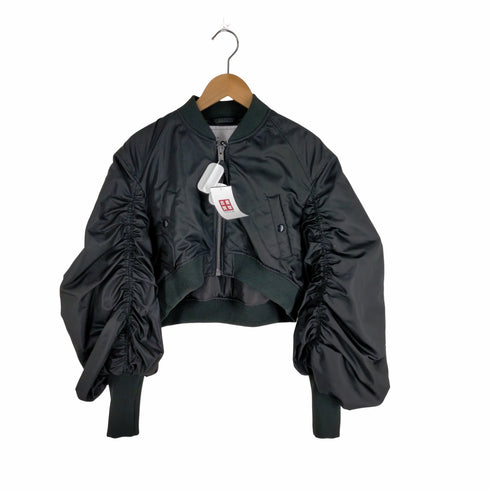 スライ SLY CROP GATHER MA-1 クロップ ギャザー ブルゾン 短丈 レディース FREE