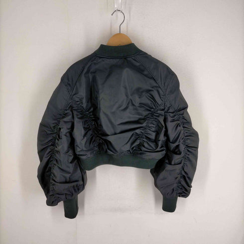スライ SLY CROP GATHER MA-1 クロップ ギャザー ブルゾン 短丈 レディース FREE