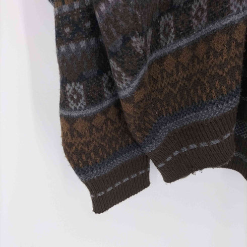 ヴァンヒューゼン VANHEUSEN 90-00s ヴィンテージ Vネック ジャガード柄 ニット セーター メンズ L/G