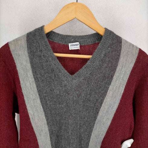 ZIMMERH MADE IN SWITZERLAND ラインデザインVネックニット メンズ JPN:M