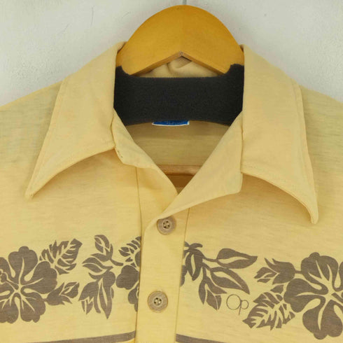 オーシャンパシフィック OP ocean pacific 70s 紙タグ ハワイアン スキッパーポロシャツ メンズ import:M