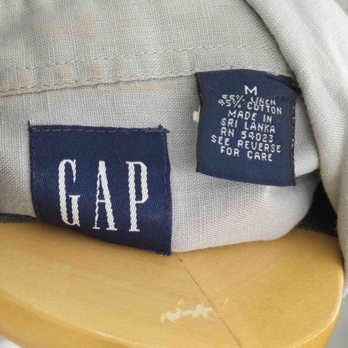 ギャップ Gap 90-00s OLD コットンリネン ボタンダウンS/Sシャツ メンズ import:M