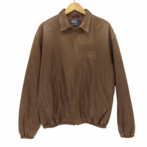 ポロバイラルフローレン Polo by RALPH LAUREN 90S フルジップ レザー ジャケット スウィングトップ メンズ import:L