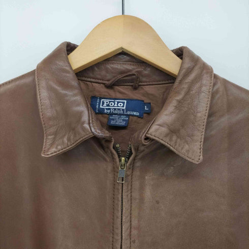 ポロバイラルフローレン Polo by RALPH LAUREN 90S フルジップ レザー ジャケット スウィングトップ メンズ import:L
