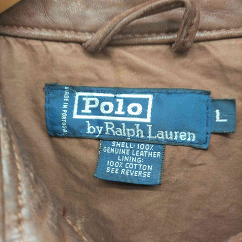 ポロバイラルフローレン Polo by RALPH LAUREN 90S フルジップ レザー ジャケット スウィングトップ メンズ import:L