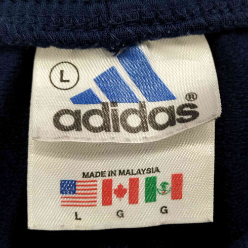 アディダス adidas 山型タグ パフォーマンスロゴ刺繍 サイドボタン 3ライン トラック パンツ メンズ US L