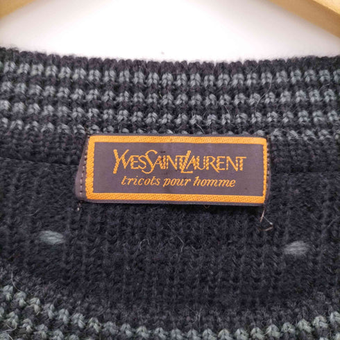 イヴサンローラン Yves Saint Laurent 70S クルーネック ウール 柄 ニット メンズ