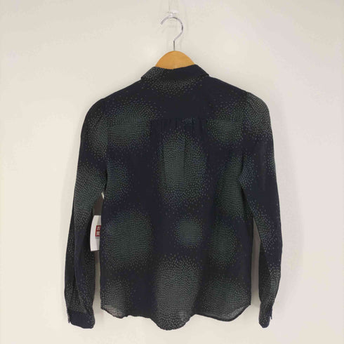 サリースコット Sally Scott 総柄 ウールブレンド コットン丸襟シャツ レディース 9R