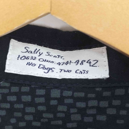 サリースコット Sally Scott 総柄 ウールブレンド コットン丸襟シャツ レディース 9R