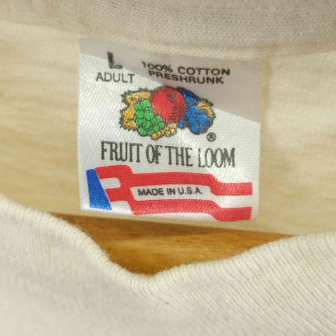 フルーツオブザルーム FRUIT OF THE LOOM 90S MADE IN USA ワンポイントプリント S/S Tシャツ QAD 裾シングルステッチ メンズ import:L