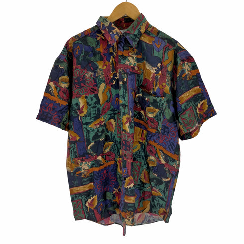 OLD シルク100% バティック柄シャツ メンズ JPN:M