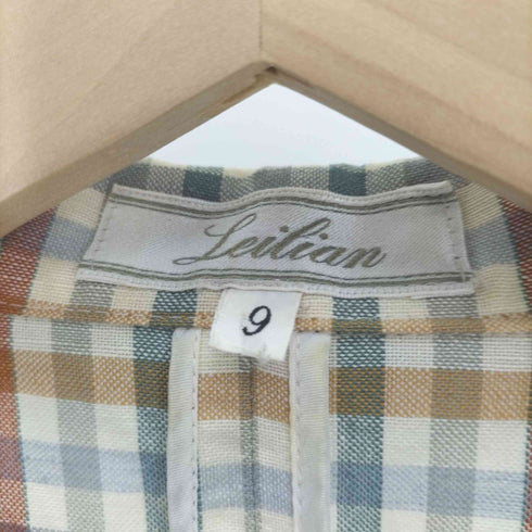 レリアン Leilian ウール リネン チェック 2B テーラード ジャケット レディース 9