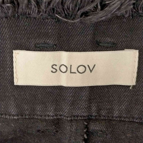 ソロヴ SOLOV サッシュベルト ブラックデニムワイドパンツ レディース JPN:1