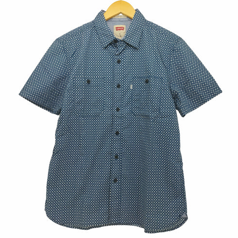 リーバイス Levis ドット柄 半袖シャツ STANDARD FIT 白タブ 猫目ボタン メンズ JPN:L