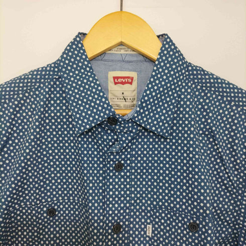 リーバイス Levis ドット柄 半袖シャツ STANDARD FIT 白タブ 猫目ボタン メンズ JPN:L