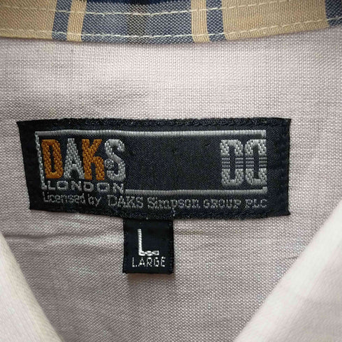 ダックスロンドン DAKS LONDON 襟元チェック フロント刺繍レギュラーカラーシャツ ボックスシルエット メンズ JPN:L