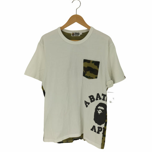 アベイシングエイプ A BATHING APE ABC CAMO 切替 エイプヘッド プリント ポケット S/S クルーネック Tシャツ メンズ JPN:L