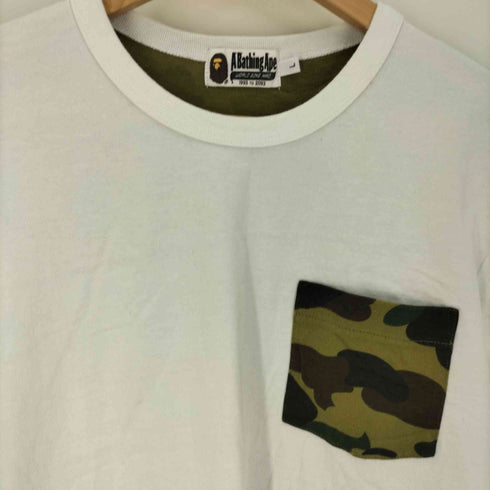 アベイシングエイプ A BATHING APE ABC CAMO 切替 エイプヘッド プリント ポケット S/S クルーネック Tシャツ メンズ JPN:L