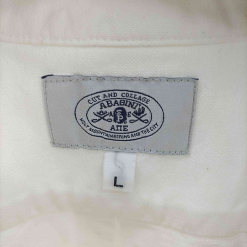 アベイシングエイプ A BATHING APE エイプヘッド 刺繍 パッチワーク ダメージ 加工 L/S ボタンダウン ポケット シャツ メンズ JPN:L