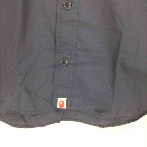 アベイシングエイプ A BATHING APE バックプリント ロゴワッペン L/S ダブルポケット ワーク シャツ メンズ JPN:L