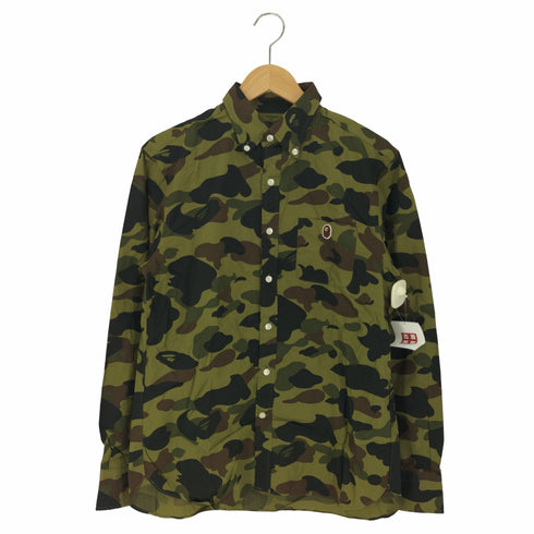 ミスターベイシングエイプ Mr. BATHING APE ワンポイント エイプヘッド 刺繍 ウッドランド ABC カモ L/S ボタンダウン ポケット シャツ メンズ JPN:L