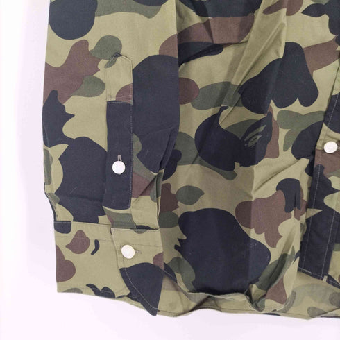 ミスターベイシングエイプ Mr. BATHING APE ワンポイント エイプヘッド 刺繍 ウッドランド ABC カモ L/S ボタンダウン ポケット シャツ メンズ JPN:L