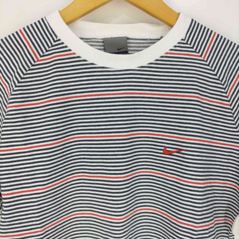 ナイキ NIKE 00s DRY-FIT ロゴ刺繍 ボーダー ラグランTシャツ メンズ JPN:S