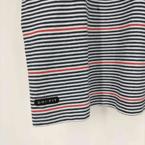 ナイキ NIKE 00s DRY-FIT ロゴ刺繍 ボーダー ラグランTシャツ メンズ JPN:S