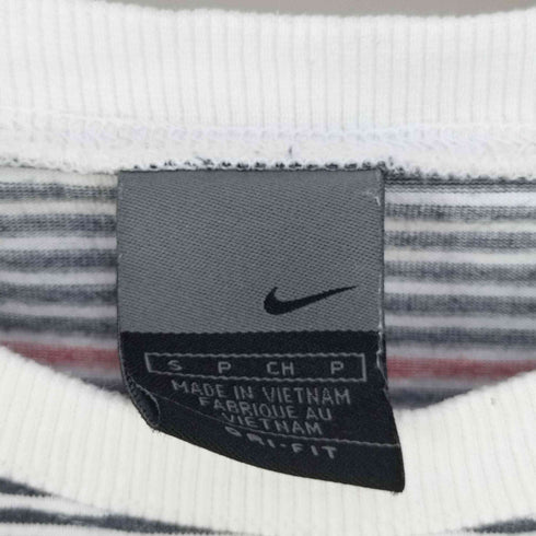 ナイキ NIKE 00s DRY-FIT ロゴ刺繍 ボーダー ラグランTシャツ メンズ JPN:S