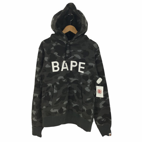 アベイシングエイプ A BATHING APE BLACK ABC CAMO HOODIE フロント ロゴ プリント プルオーバー パーカー メンズ JPN:L
