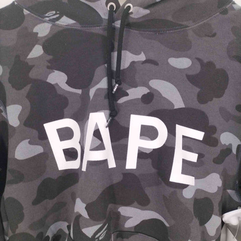 アベイシングエイプ A BATHING APE BLACK ABC CAMO HOODIE フロント ロゴ プリント プルオーバー パーカー メンズ JPN:L