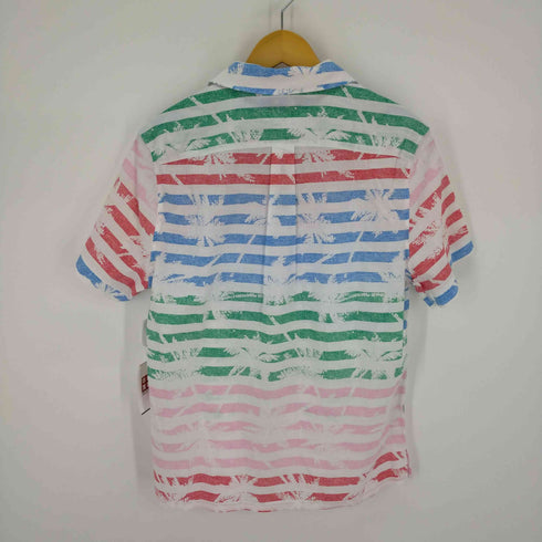 トミーヒルフィガー TOMMY HILFIGER CUSTOM FIT マルチカラー ボーダー開襟シャツ アロハ メンズ JPN:M