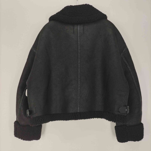 ザラ ZARA DOUBLE-FACED BIKER JACKET フェイク ムートン ライダース ジャケット レディース import:XL