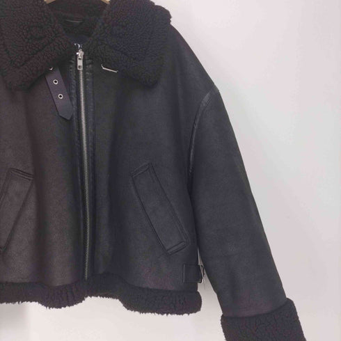 ザラ ZARA DOUBLE-FACED BIKER JACKET フェイク ムートン ライダース ジャケット レディース import:XL