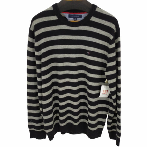 トミーヒルフィガー TOMMY HILFIGER ロゴ刺繍 クルーネックボーダーニット メンズ XL