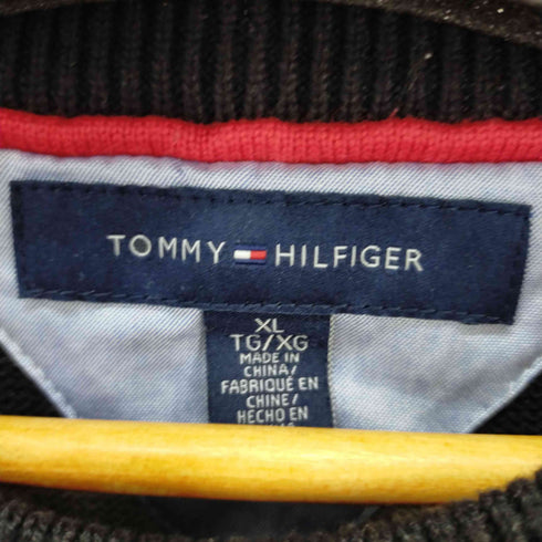 トミーヒルフィガー TOMMY HILFIGER ロゴ刺繍 クルーネックボーダーニット メンズ XL