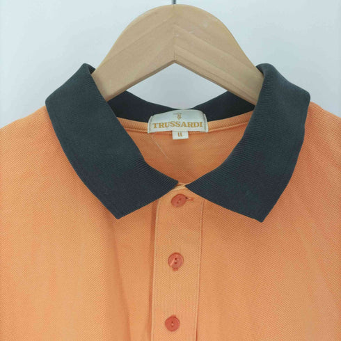 トラサルディ TRUSSARDI 80-90S ワンポイント ロゴ 刺繍 S/S 鹿の子 ポロシャツ メンズ import:XL